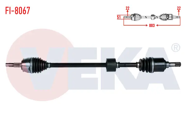 Komple Aks Sağ On Uzunluk 883mm Fiat Linea (323) 1.4 2007-/ Grande Punto (199) 1.2 Mpı 2005-2012 / M-T
