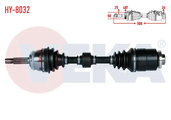 Komple Aks Sağ On Hyundai Accent Era 1.5 CRDI ABS li 48 Dıs Uzunluk 588mm 2006-2012 / Kia Rio II (Jb) 1.5 CRDI 2005-2011