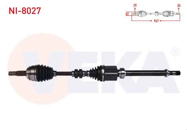 Komple Aks Sağ On Uzunluk 947mm Nissan Qashqai (J11) 1.5 DCI M-T 2014 -