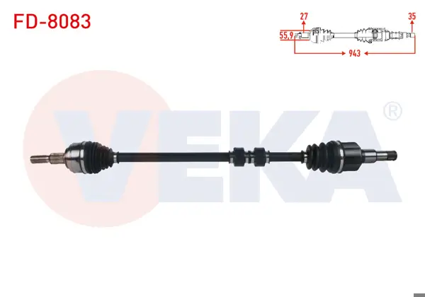Komple Aks Sağ On Uzunluk 943mm Ford Focus IV 1.5 TDCI A-T 8 İleri 2018 -