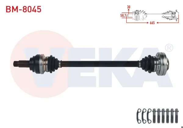 Komple Aks Sağ Arka Uzunluk 665mm BMW 320 D (E90) 2005-2011