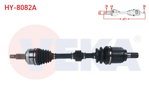 Komple Aks Sol Ön ABS li 48 Dıs Uzunluk 671mm Hyundai Ix35 2.0 CRDI A-T 2010-/ Kia Sportage 2.0 CRDI A-T 2010 -