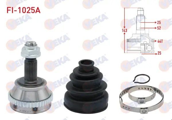 Aks Kafası Sol-Sağ On Dıs Fiat Brava (182) 1.9 TD ABS li 44 Dıs 25X25x52 Uzunluk 143,1 mm 1995-2002