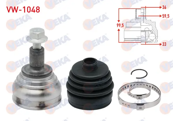 Aks Kafası Sol-Sağ On Dıs Volkswagen Golf VI (5K1) 1.4 TSI 36X33x59,5 Uzunluk 99,5mm 2008-2013