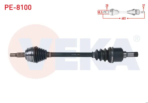 Komple Aks Sol Ön Uzunluk 683mm Peugeot 3008 1.5-1.6 Bluehdı M-T 16-/ 5008 II 1.5 HDI-1.6 HDI M-T 14-/ Citroen C4 Pıc. 1.6 HDI M-T 13-/ C5 Aircross 1.5 HDI M-T 19-/ C4 Spacetourer 1.5 HDI M-T 19 -