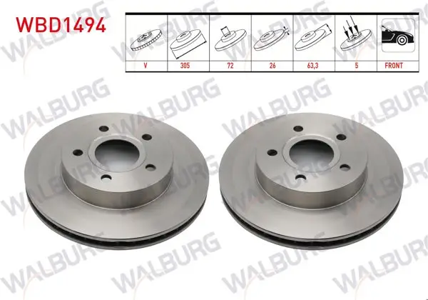 Fren Diski Ön Havalı 5 Bjn 305X26x72x63,3 Jeep Grand Cherokee II (Wj,Wg) 2.7 CRDI-3.1 TD-4.0-4.7 V8 1998-2005