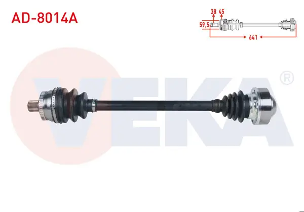Komple Aks Sağ On ABS li 45 Dıs Uzunluk 641mm Audi A4 (8E2,B6) 1.6 2000-2004 / A4 (8Ec,B7) 1.6 2004-2008