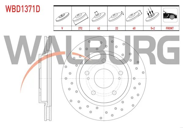Fren Diski Ön Havalı Performans Delikli 5 Bjn 272X22x62x40 Suzuki Swift IV (Fz,Nz) 1.2 2010-/ Swift IV (Fz,Nz) 1.3 2010-