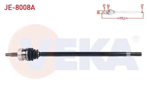 Komple Aks Sağ On ABS li 54 Dıs Uzunluk 975,5mm Jeep Cherokee (Xj) 2.5 TD-4.0İ 84-01 / Grand Cherokee I (Zj) 4.0-5.2 91-99 / Wrangler I (Yj,Sj) 2.5-4.0 86-96 / Wrangler II (Tj) 2.5-4.0 96-08