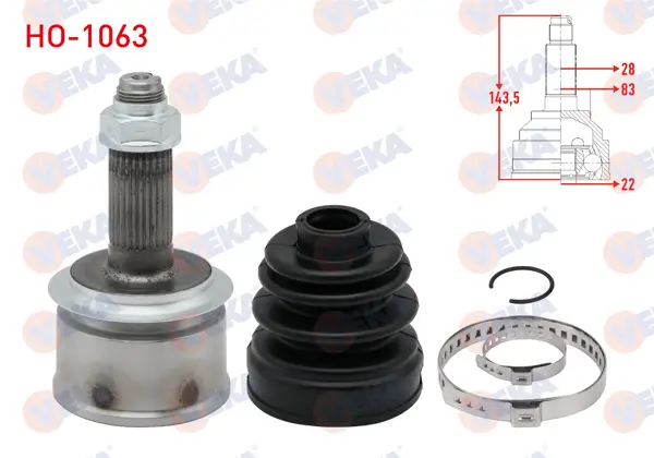 Aks Kafası Sol-Sağ On Dıs 28X22x83 Uzunluk 143,5mm Honda Civic X (Fc) 1.6İ A / T 2016 -