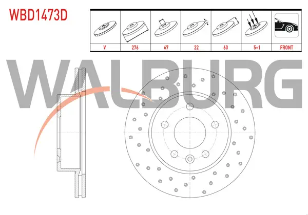 Fren Diski Ön Havalı Performans Delikli 5 Bjn 276X22x67x60mercedes Vito (638) 108 CDI-110 CDI-112 CDI 1997-2003