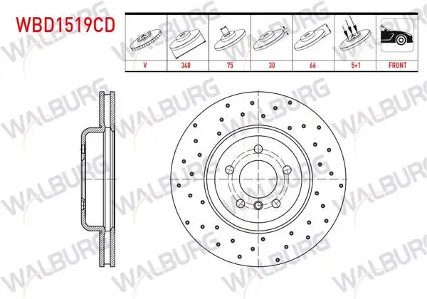 Fren Diski Ön Havalı Kaplamalı Performans Delikli BMW 5 Serisi (F10) 525 D 5 Bjn 348X30x75x66 2010-