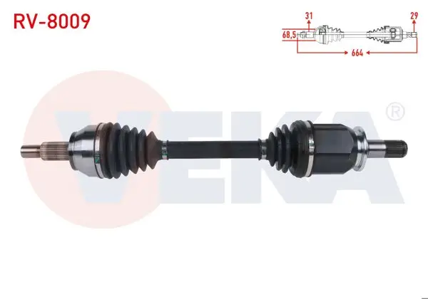 Komple Aks Sol Ön Uzunluk 664mm L.Rover Range Rover IV (Lg) 3.0-4.4-5.0 2012-/ Range Rover Sport (Lw) 2.0-3.0-5.0 2013 -