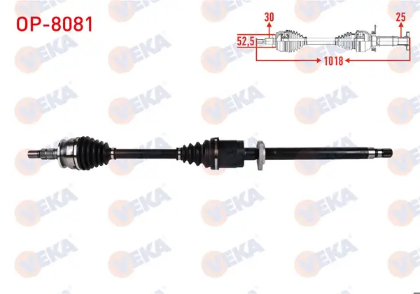 Komple Aks Sağ On Uzunluk 1018mm Opel Astra J Gtc 1.4-1.6 M-T 2011 -