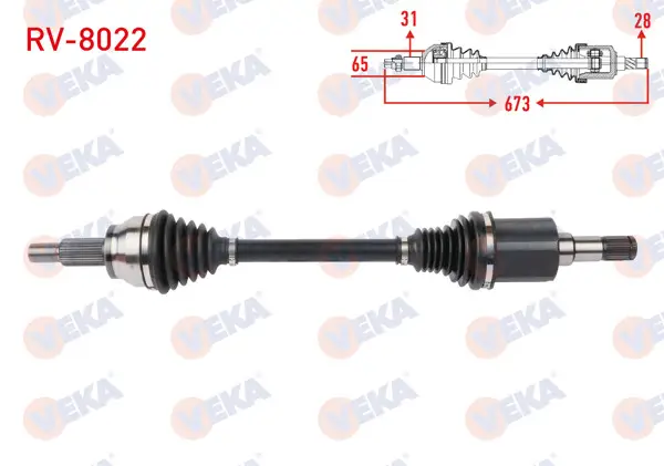 Komple Aks Sol Ön Uzunluk 673mm Land Rover Range Rover Velar 2.0 D 2017-/ Jaguar F-Pace 2.0 D 2015 -
