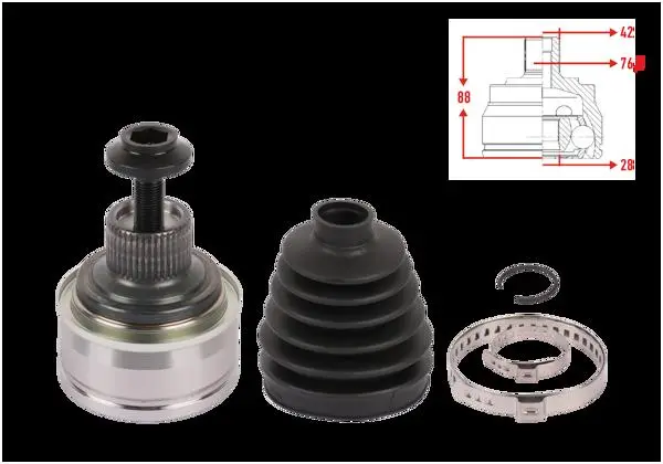 Aks Kafası Sol-Sağ On Dıs Uzunluk 88mm VW Touareg 3.0 3.2 2002-2010-3.0 TDI 2010-2018 / Audi Q7 2.0 TFSI 3.0 TDI-4.2 FSI Quattro 2006-2015 / Porsche Cayenne 3.0-3.6-4.8 2010-/ 3.2-3.6-4.5-4.8 2002-2010