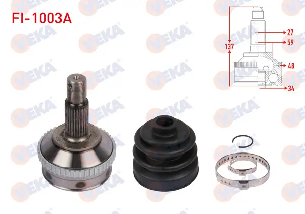 Aks Kafası Sol-Sağ On Dıs ABS li 48 Dıs Uzunluk 137mm Fiat Scudo 1.9 D 1996-2006 / Citroen Jumpy 1.9 D 1994-2007 / Peugeot Expert 1.9 D 1996-2006