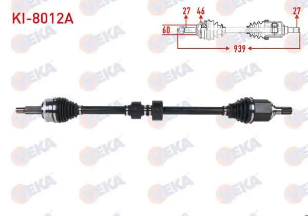 Komple Aks Sağ On Uzunluk 939mm ABS li 46 Dıs Kia Ceed 1.6 CRDI A-T 2006-2012