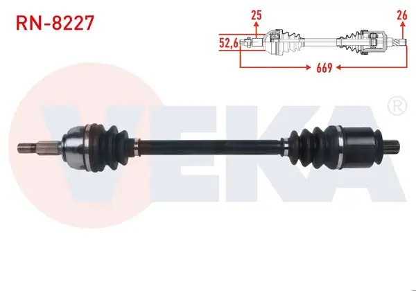 Komple Aks Sol Ön Uzunluk 669mm Renault Scenic II 1.6İ 16V A-T 2003-2009 / Grand Scenic II 1.6İ 16V A-T 2004-2009