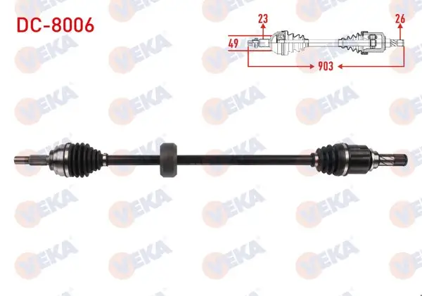 Komple Aks Sağ On Uzunluk 903mm Dacia Logan II / Sandero II 1.0 Sce 6 M-T 2016 -