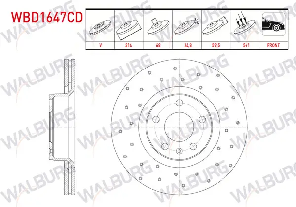 Fren Diski Ön Havalı Kaplamalı Performans Delikli 5 Bjn 314X24,8X68x59,5 Audi A6 2004-2011