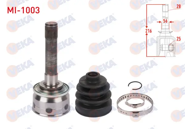 Aks Kafası Sol-Sağ On Dıs Uzunluk 216mm Mitsubishi L200 (K7t,K6t) 2.5 TD 4X4 1996-2007