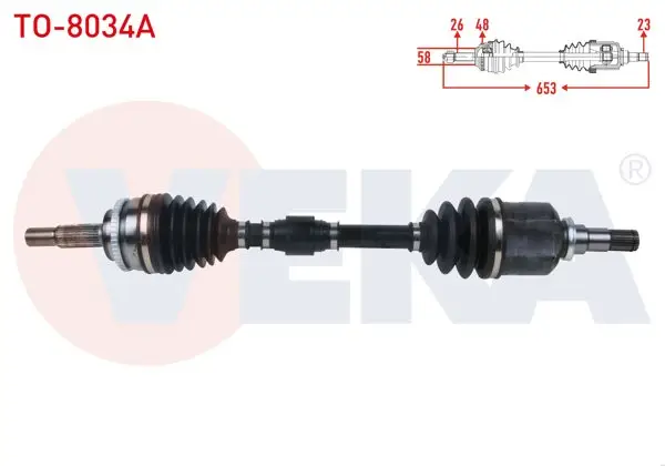 Komple Aks Sol Ön Uzunluk 653mm ABS li 48 Dıs Toyota Avensis 1.6 Vvt-I 2000-2008