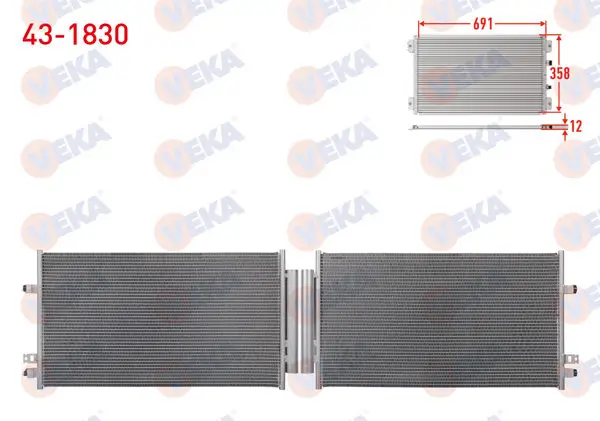 Klima Radyatörü Fiat 500X 1.3 Mjt-1.4-1.6 Mjt 2014-/ Jeep Renegade 1.3 Mjt-1.4-1.6 Mjt 2014 -