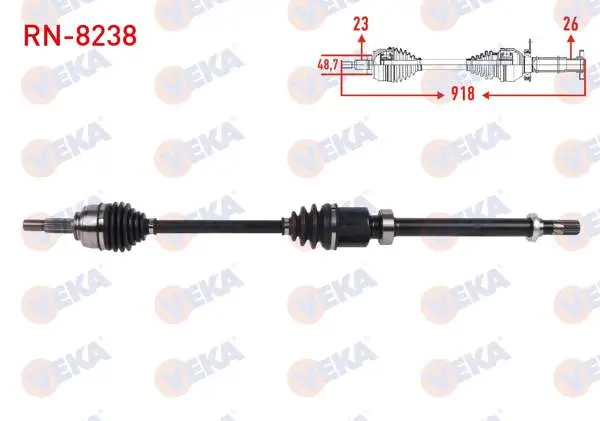 Komple Aks Sağ On Uzunluk 918mm Renault Captur 0.9 TCE M-T 2013 -