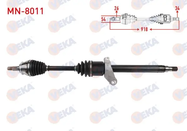 Komple Aks Sağ On Uzunluk 918mm Mini Cooper (R56) 1.6 D M-T-2006 -