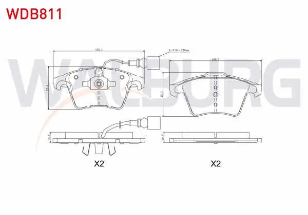 Fren Balata Ön Fişli Volkswagen Touareg 3.2İ V6 2002-2010 / Touareg 2.5 R5 TDI 2002-2010 / Touareg 3.0 V6 TDI 2002-2010 / Porsche Cayenne 3.6İ 2010-/ Porsche Cayenne 3.0 TDI 2002-2010