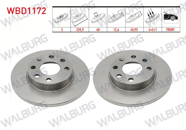 Fren Diski Ön Düz 4 Bjn 235,9X12,6X60x40,95 Opel Vectra A 1.4-1.6-1.8 1988-1995 / Corsa B 1.2İ-1.4İ-1.6İ 1993-2000 / Corsa C 1.0İ 12V 2000-2006 / Corsa A 1.2-1.4 1983-1993