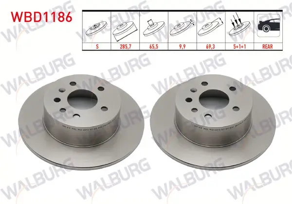 Fren Diski Arka Düz 5 Bjn 285,7X9,9X65,5X69,3 Opel Vectra B 2.0İ 1995-2003 / Vectra B 2.5 V6 1995-2003