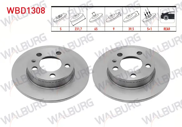 Fren Diski Arka Düz 5 Bjn 230X9x65x40,6 VW Golf IV 1997-2005 / T-Cross 2018-/ Bora 1998-2005 / Polo 1999-2020 / Audi A3 1996-2003 / Seat Leon 1999-2006 / Skoda Octavia 1996-2004 / Fabia 2000-2020