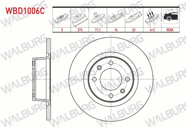 Fren Diski Arka Düz Kaplamalı 4 Bjn 276X14x71,1X62 Citroen C5 I (Dc) 2.0-2.0 HDI 2001-2004 / C5 II (Rc) 1.6 HDI-2.0 HDI-1.6 Thp 2004-2008 /