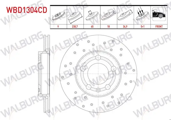 Fren Diski Ön Havalı Kaplamalı Performans Delikli 5 Bjn 238,7X18x65x34,9 Volkswagen Polo (9N_) 1.2İ 2001-2012 / Polo (9N_) 1.4 TDI 2001-2012 / Skoda Fabia II 1.4 TDI 2006-2015 / Skoda Fabia II 1.6 TDI 06-15