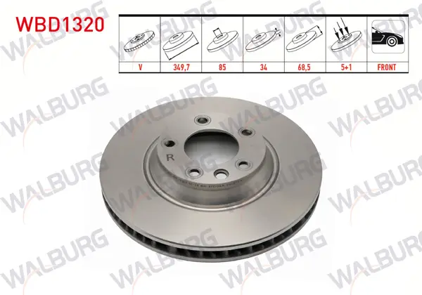 Fren Diski Ön Sağ Havalı 5 Bjn 18 Jant 349,7X34x85x68,5 Volkswagen Touareg 2.5 R5 TDI-3.2İ-4.2 V8-5.0 V10 TDI-3.0 V6 TDI 2002-2010 / Porsche Cayenne 3.0 TDI-3.2İ-S4.5İ-S4.8İ 2002-2010