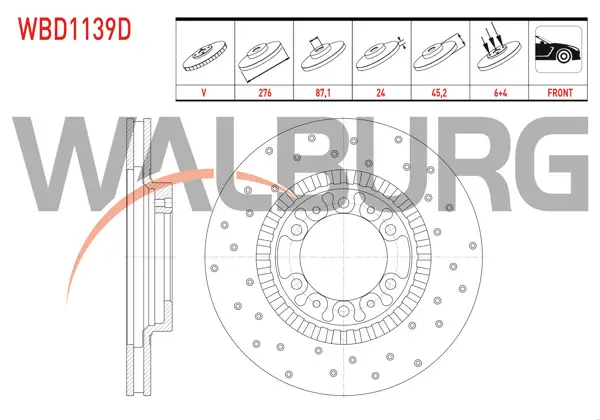 Fren Diski Ön Havalı Performans Delikli 6 Bjn 276X24x87,1X45,2 Mitsubishi L 200 (K7t,K6t) 2.5 D 4X4 1996-2007 / Pajero II 2.5 TD-2.8 TD-3.5 V6 4X4 1990-1999
