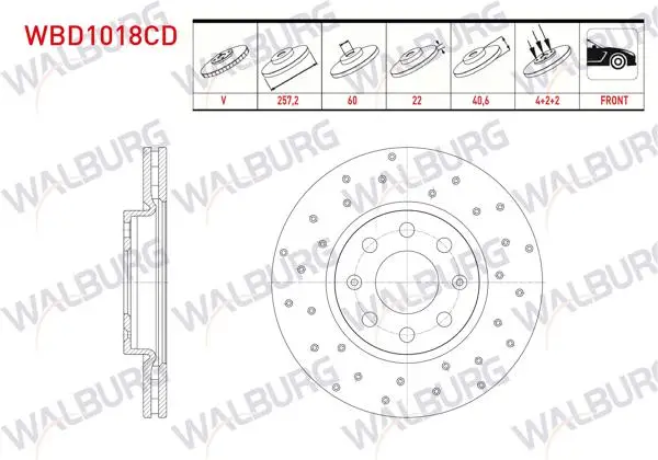 Fren Diski Ön Havalı Kaplamalı Performans Delikli 4 Bjn 257,2X22x60x40,6 Fiat G.Punto 1.3 Mjt 2005-2012 / G.Punto 1.4 2005-2012 / G.Punto 1.2 Mpı 2005-2012 / Opel Corsa D 1.0 06-14 / Opel Corsa D 1.2 06-14