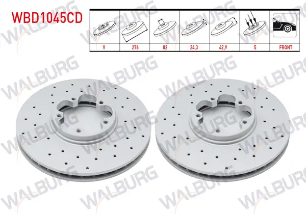 Fren Diski Ön Havalı Kaplamalı Performans Delikli 5 Bjn 276X24,3X82x42,9 Ford Transit 2.4 TDCI-2.0 TDCI-2.3 16V Onden Cekıs 2000-2006 / Transit (V185) 2.4 TDCI 2000-2006