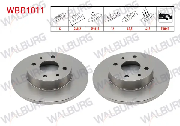 Fren Diski Ön Düz 4 Bjn 240,2X12x59,02X46,5 Fiat Uno 70 1.4İ 1994-2000 / Sahın 1.4-1.6 1993-2002