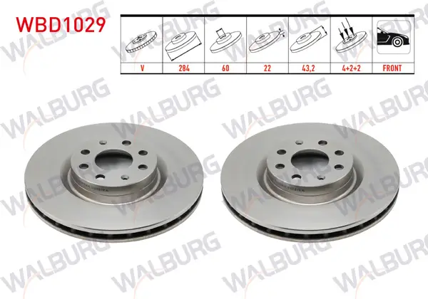Fren Diski Ön Havalı 4 Bjn 284X22x60x43,2 Fiat G.Punto 1.3 Mjt-1.9 Mjt 2005-2012 / Opel Corsa D 1.3 CDTI-1.2-1.4 2006-2014