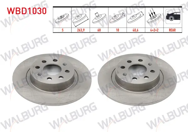 Fren Diski Arka Düz 4 Bjn 263,9X10x60x40,6 Fiat G.Punto 1.3 Mjt-1.9 Mjt 2005-2012 / Punto Evo 1.3 Mjt-1.4 2009-2012 / Linea 1.4 T-Jet 2007-/ Opel Corsa E 1.2-1.4 2014-