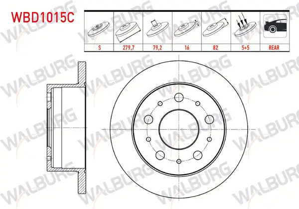 Fren Diski Arka Düz Kaplamalı 5 Bjn 279,7X16x79,2X82 Fiat Ducato 2.8 TDI-2.3 JTD-2.0 JTD 2002-2006 / Peugeot Boxer II 2.5 D 2002-2006 / Citroen Jumper II 1.9 D 2002-2006