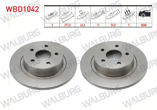 Fren Diski Arka Düz 5 Bjn 277,8X11x63,7X53,8 Ford Transit Connect 1.8 TDCI 2002-2013 / Ford Tourneo Connect 1.8 TDCI 5 2002-2013
