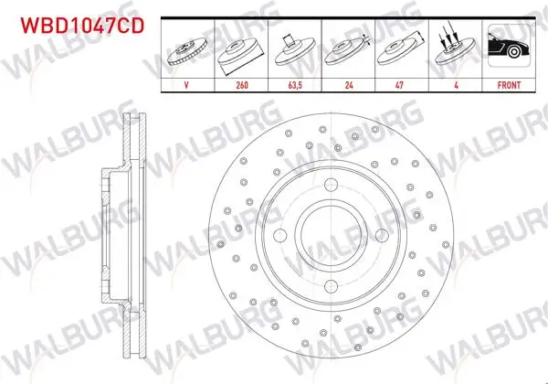 Fren Diski Ön Havalı Kaplamalı Performans Delikli 4 Bjn 260X24x63,5X47 Ford Mondeo II 1.6İ 16V 1996-2000 / Mondeo II 1.8İ 16V 1996-2000 / Mondeo II 2.0İ 16V 1996-2000