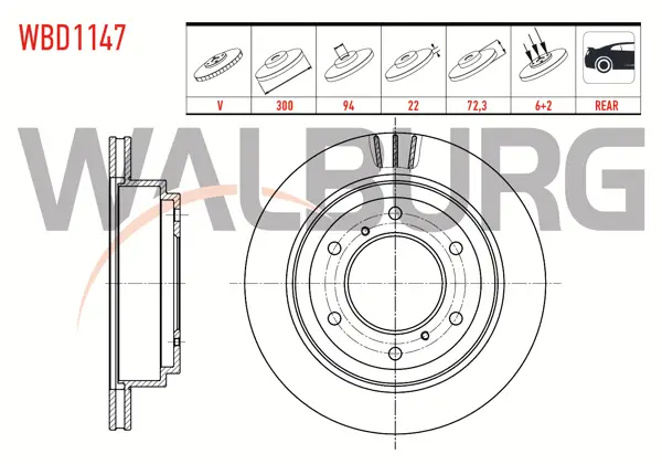 Fren Diski Arka Havalı 6 Bjn 300X22x94.07X72,4 Mitsubishi Pajero IV (V8w,V9w) 3.8 V6 2007-/ Pajero IV (V8w,V9w) 3.2 Dı 2007-/ Pajero IV (V8w,V9w) 3.2 Dıd 2007-