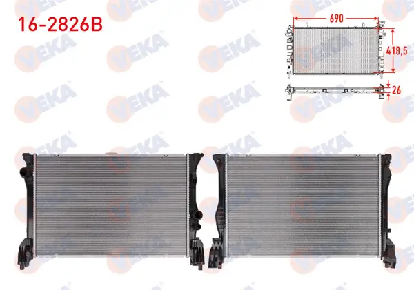 Su Radyatörü Brazing (5.5mm Fin) Mercedes Vito (W447) 119 Bluetec A-T / M-T Ac + 2014 -