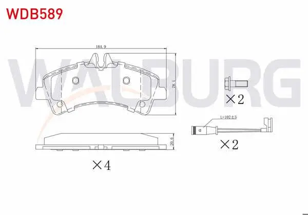 Fren Balata Arka Fişli Mercedes Sprinter 5T (906) 515 CDI Çift Teker 2006-2009 / VW Crafter 30-35 2.5 TDI Çift Teker 2006-2016 / Crafter 30-35 2.0 TDI Çift Teker 2006-2016