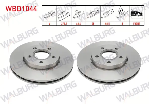 Fren Diski Ön Havalı 5 Bjn 278,1X25x63,6X48,5 Ford Focus II 1.6 Tcı 2004-2011 / Focus III 1.6 TDCI 2011-2015 / Kuga I 2.0 TDCI 2008-2013 / Focus C-Max 1.6 TDCI 5 2003-2007 / C-Max II 1.6 TDCI 2010-